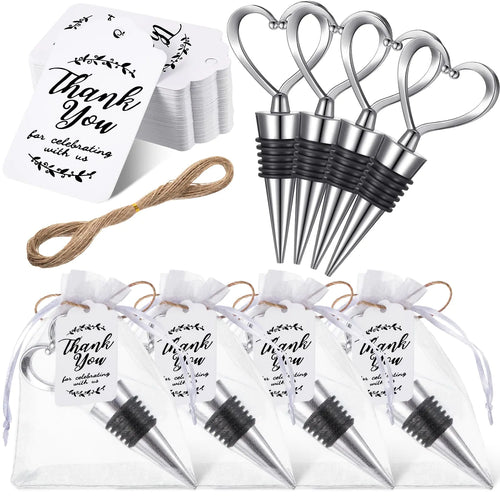 30Pc Heart Wine Stopper Set with Labels & Bags