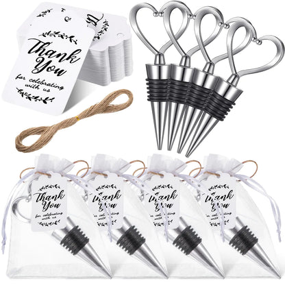 30Pc Heart Wine Stopper Set with Labels & Bags